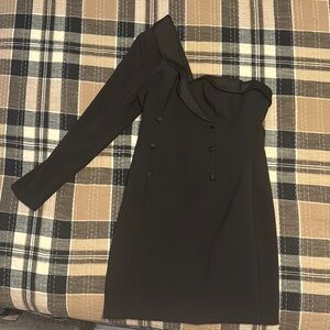 Aidan by Aidan Mattox Black Asymmetrical One-Shoulder Cocktail Dress